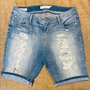 Torrid Bermuda Boyfriend Shorts, distressed denim